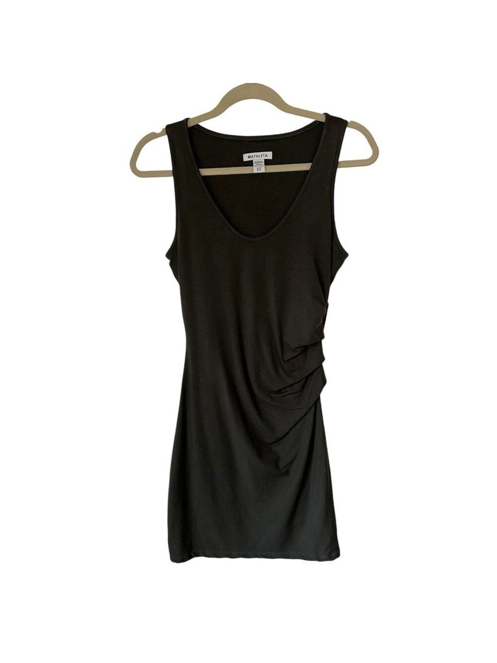 Athleta Side Ruching Bodycon Dark Gray Above Knee Lined Dress Size Small